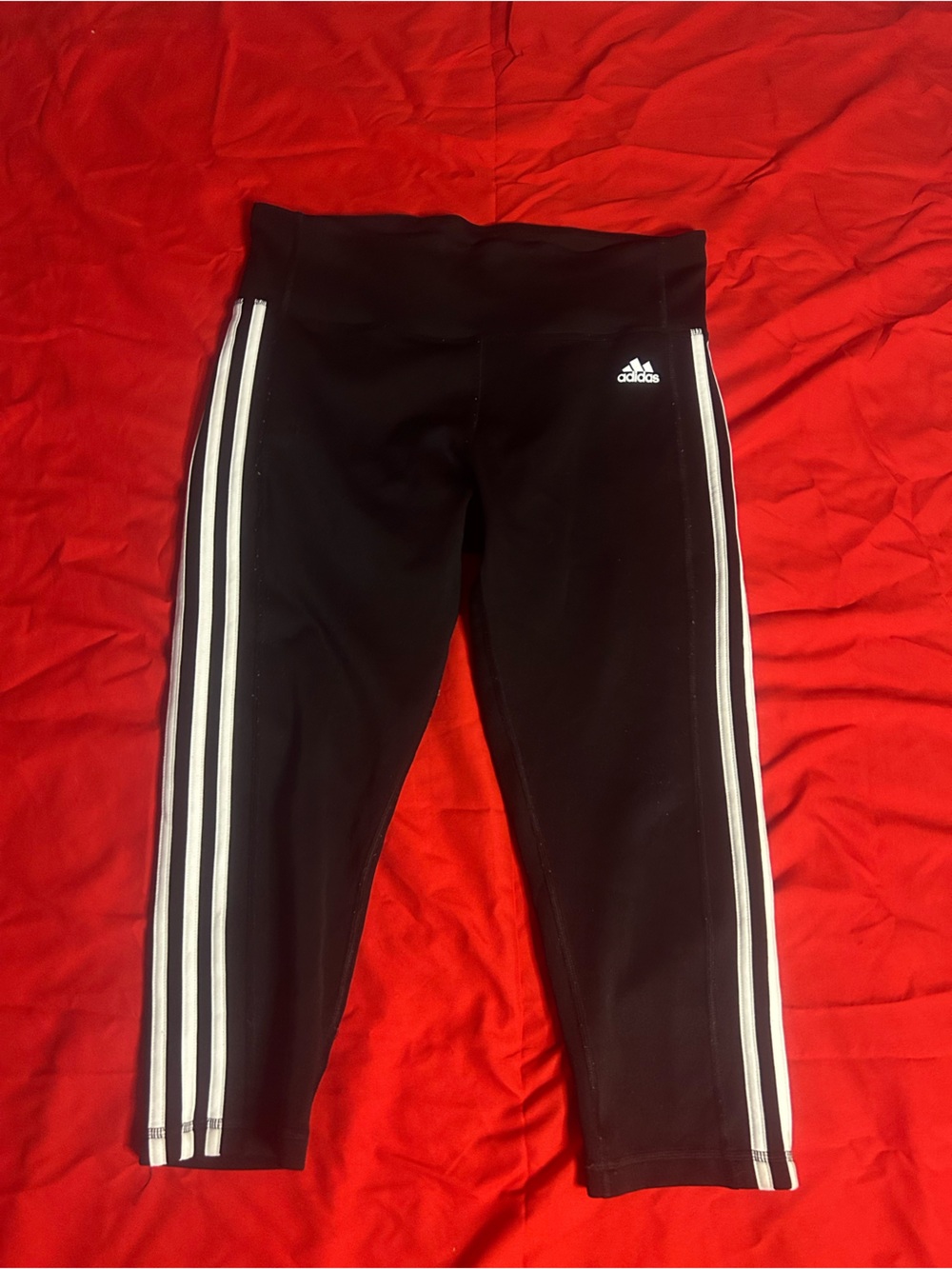 adidas Black Leggings with White Side Stripes